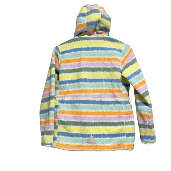 L.L.Bean Kids Mountain Full Zip Fleece Hooded Jacket Printed Multicolor Large 14 - Picture 3 of 10